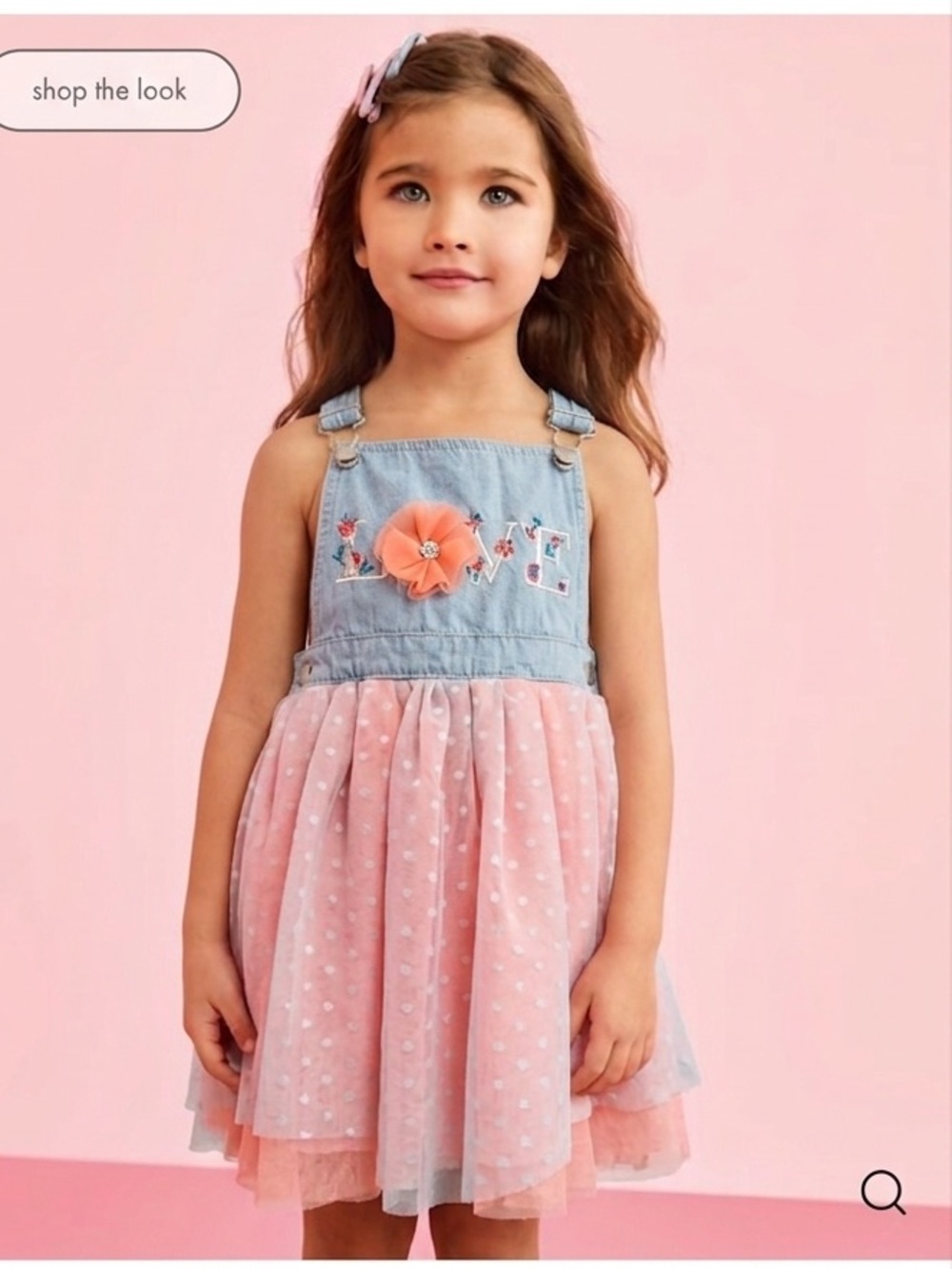 OshKosh B'gosh Denim & Tulle Floral "LOVE" Skirtall Twirl Dress 3T- Girlhoodcore